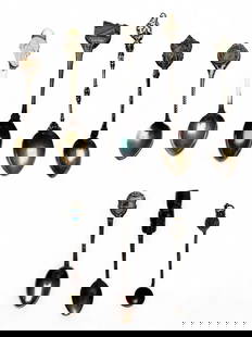 Sterling Silver Souvenir Spoons Group of 8: Group of 8 Sterling Silver Souvenir Spoons. Very unique spoons Acores Portugal Spoon, Mexico Black Golden Obsidian ,Wiki Wachee Springs, Nassau, Fountain of Youth Spoon, Antique Small Spoon marks