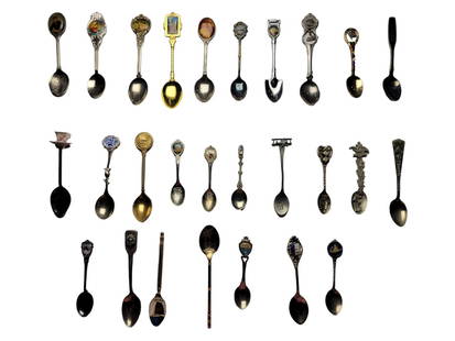 Group Of 27 Places and Unique Souvenir Spoons: Various lot of 27 Souvenir Spoons. From Disney to Vegas.