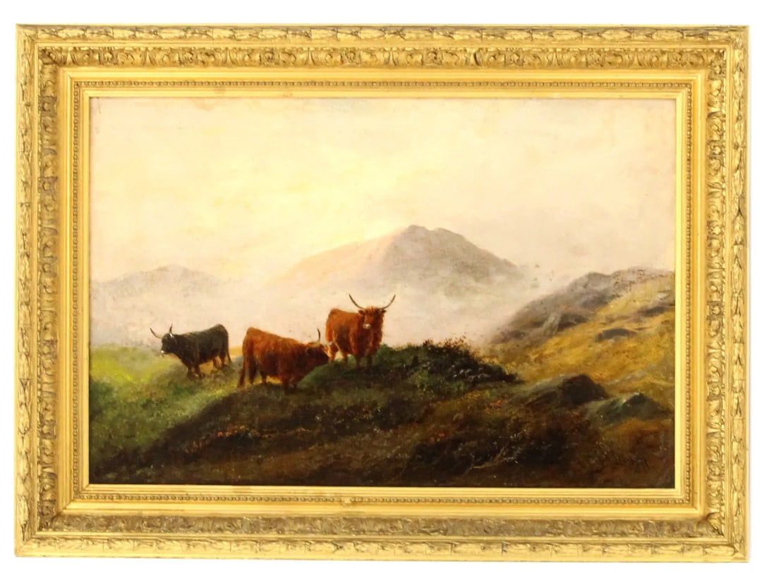 JD Liddell O/B (1859-1942) English Cattle Landscape (1 of 6)