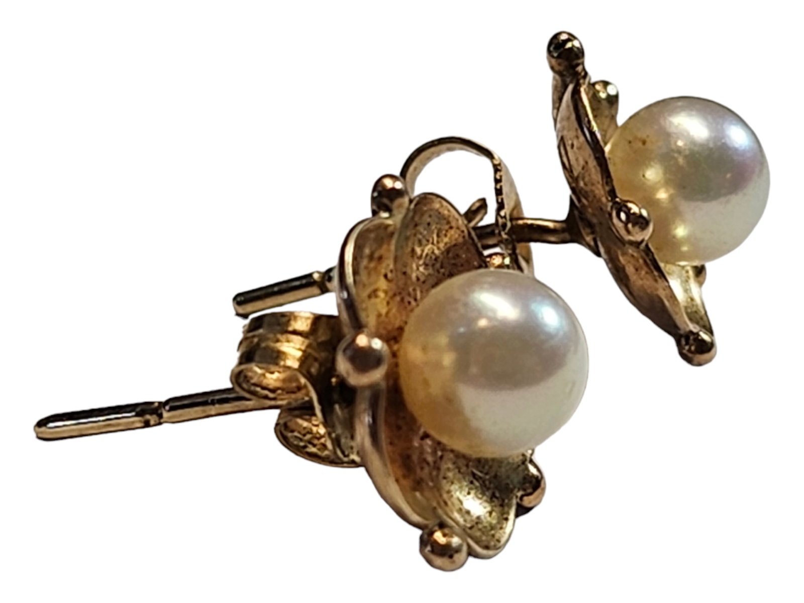14kt Gold & Pearl Stud Earrings: 14kt Gold & Pearl Stud Earrings