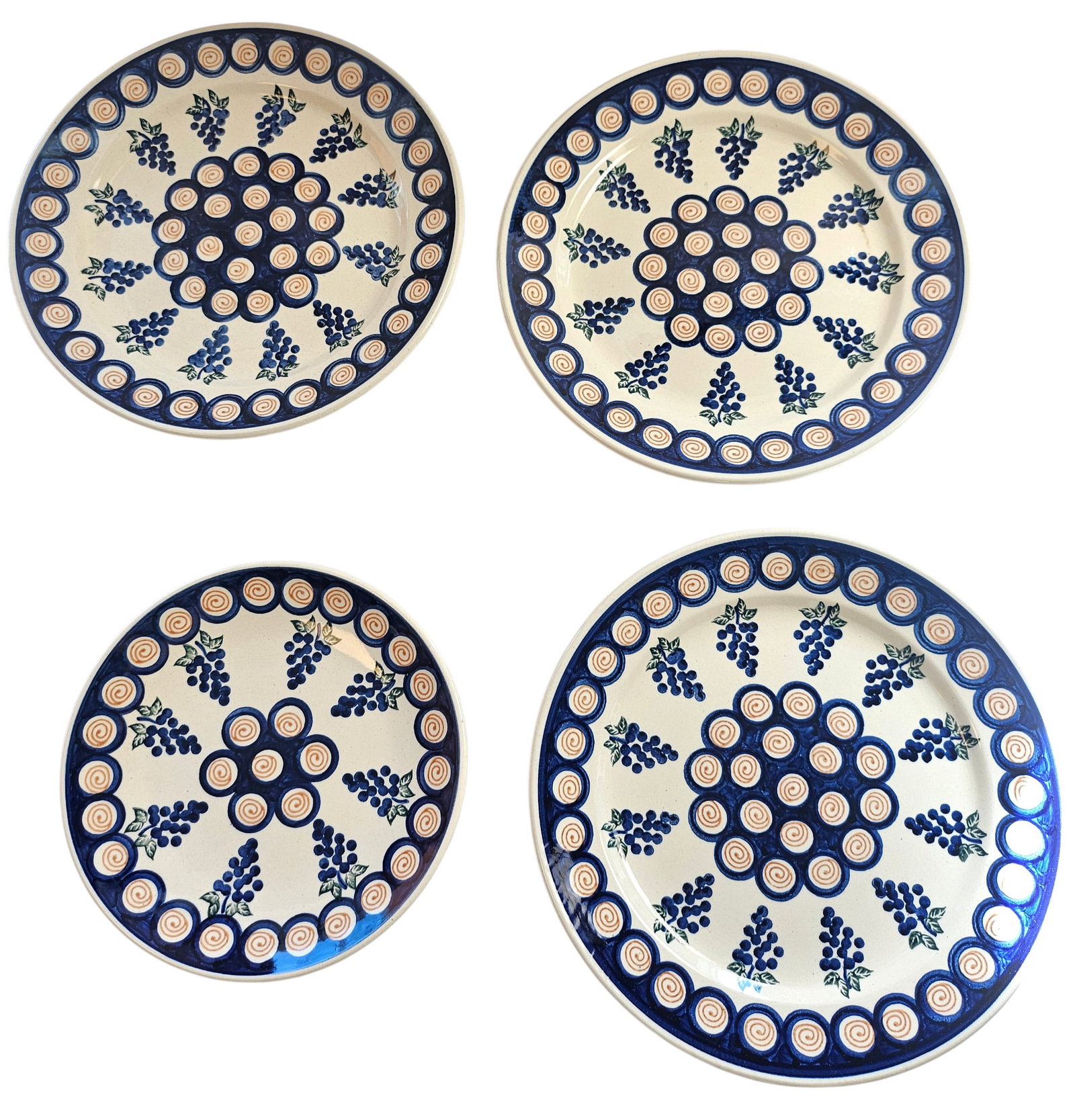 Polish Pottery Set of 4: Polish Pottery Set of 4 3 larger plates one smaller.
