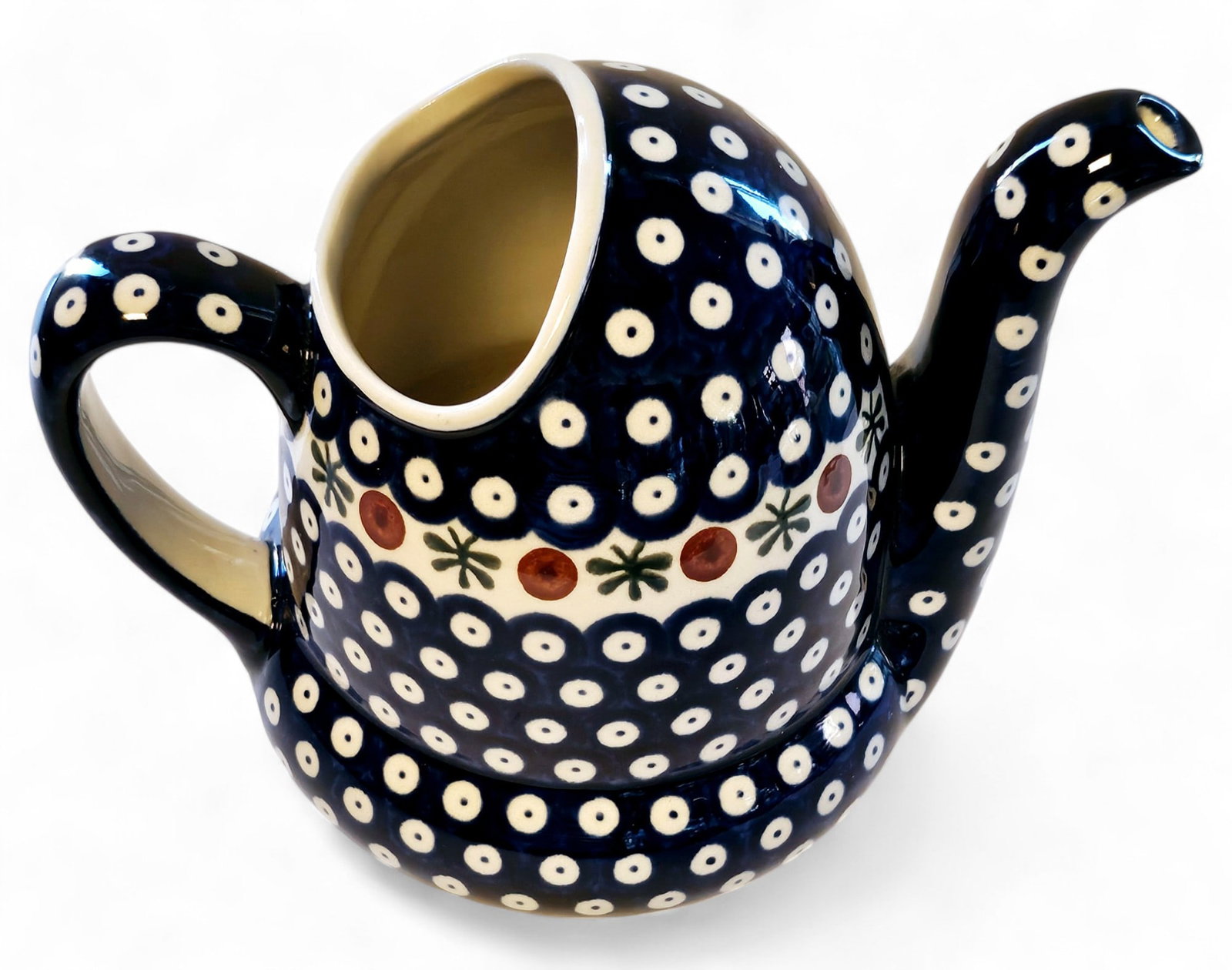 Polish Pottery Blue Rose Water Pitcher (1 of 3)