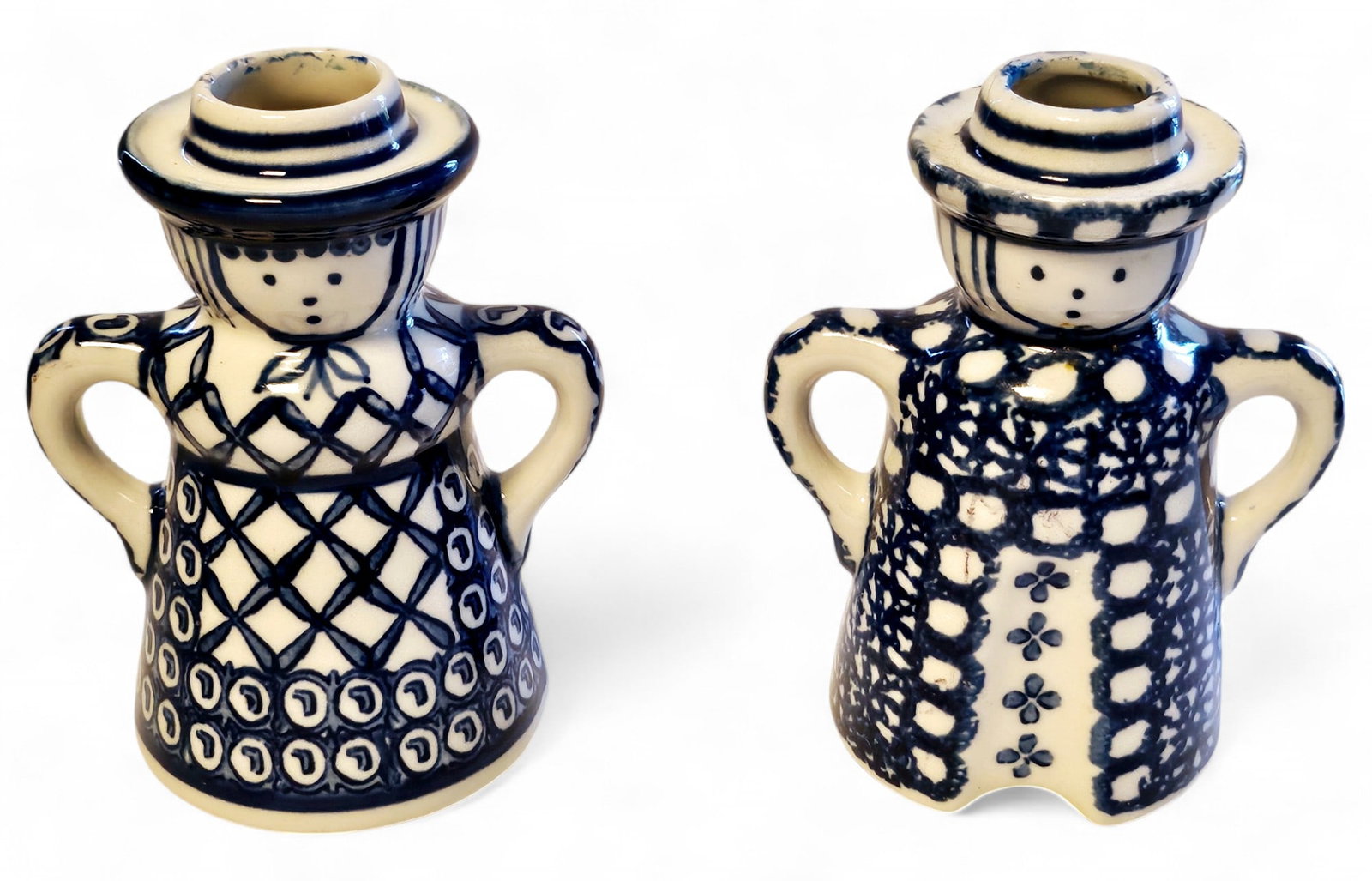 Polish Pottery Candle Holders Mr & Mr's (1 of 3)