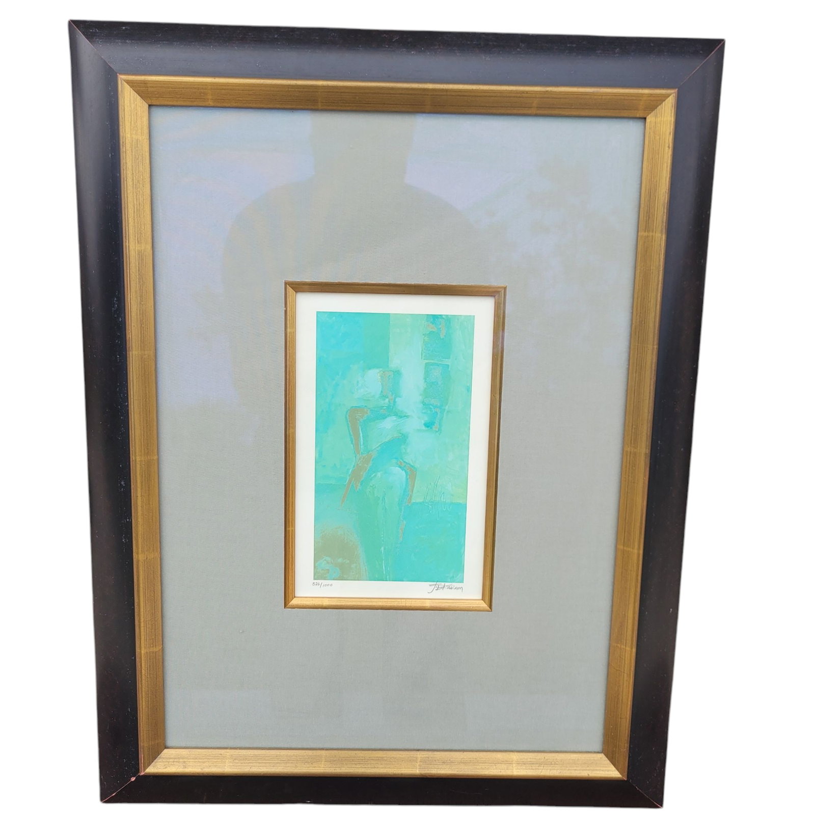 Woman In Field, Karam Giclee: Nicley framed behind glass giclee by Karam. It comes with COA description with signature. The painting is 5.75" x 8.5".