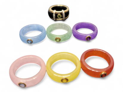 Interchangeable Jade Gemstone Ring Set in 14kt Yellow Gold with Diamonds: Interchangeable Jade Gemstone Ring Set in 14kt Yellow Gold with Diamonds Size 8 3.1 Grams 14kt Frame Alone