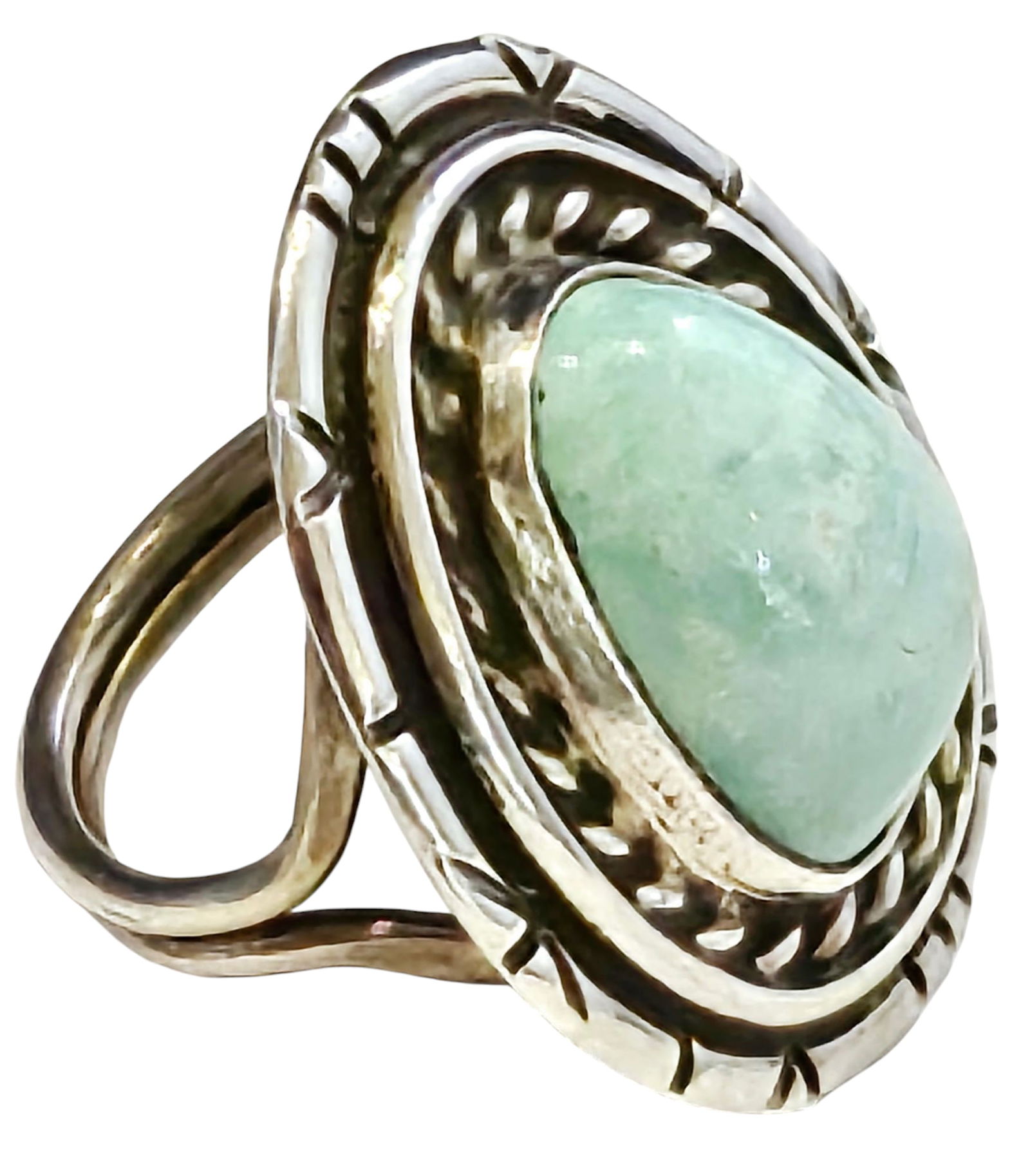 Sterling Silver Native American Turquoise Ring Size 3.5: Sterling Silver Native American Turquoise Ring Size 3.5