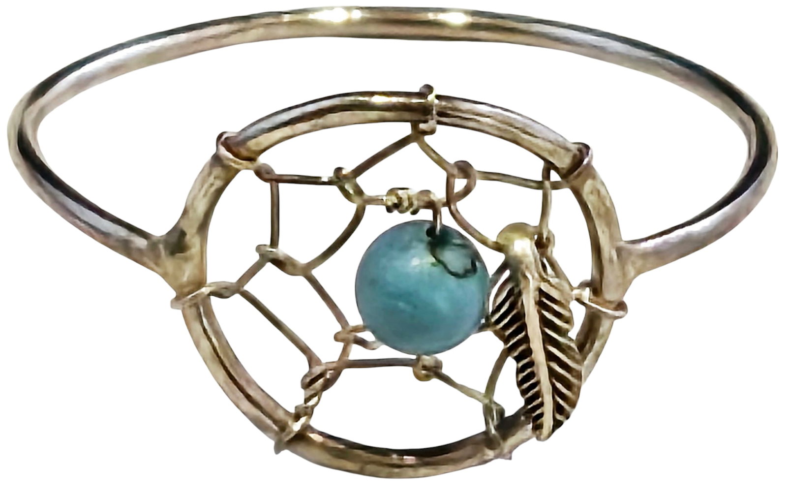 Sterling Silver Dream Catcher Turquoise Ring Size 9.5: Sterling Silver Dream Catcher Turquoise Ring Size 9.5. This is a very light ring but well made.