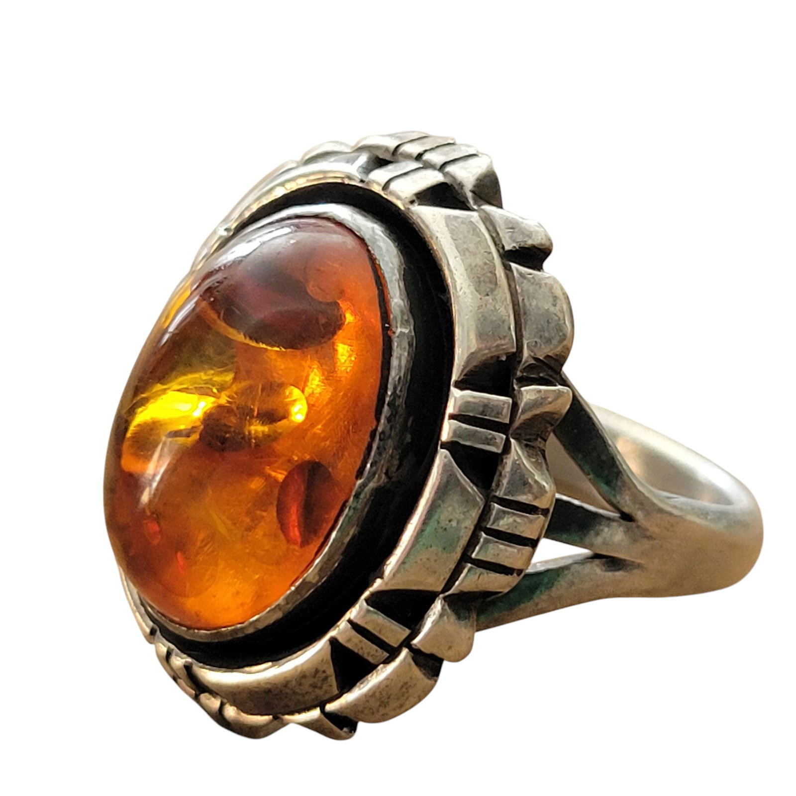 Sterling Silver Amber Ring Size 5.75: Sterling Silver Amber Ring Size 5.75