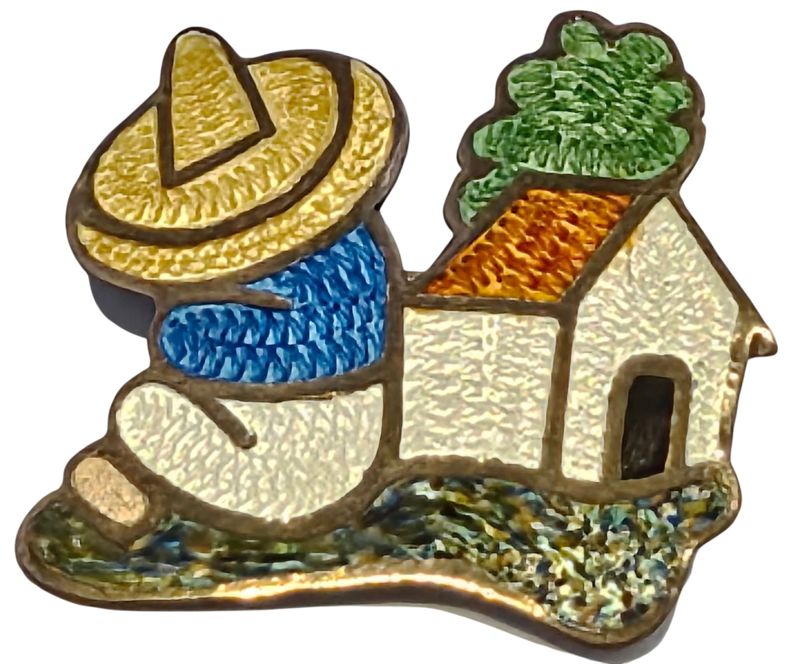 Enamel Siesta Brooch Sterling Silver: Enamel Siesta Brooch Sterling Silver signed by Jeronimo Fuentes