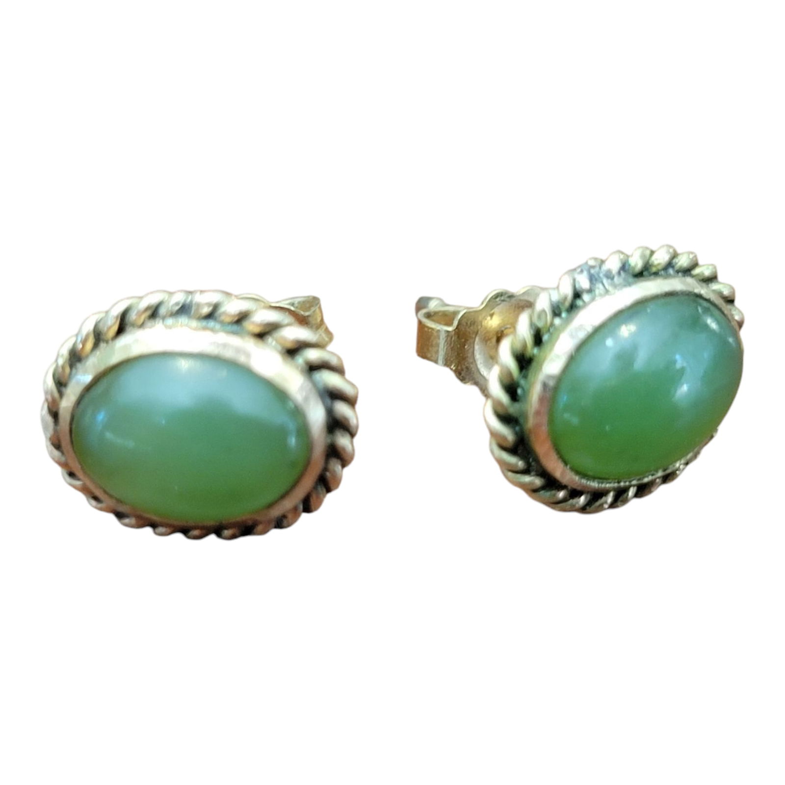 Nephrite Jadeite 14kt Stud Earrings: Nephrite Jadeite 14kt Stud Earrings. These are a stunning pair and would make a lovely gift.