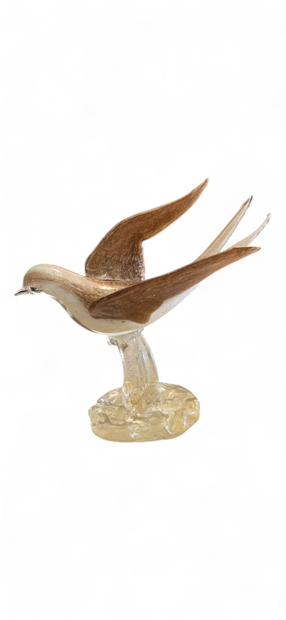 Murano Alfredo Barbini Aventurine Swallow Bird: Murano Alfredo Barbini Murano Aventurine Swallow Bird Height 6.75" x 7" wide with Murano Sticker on bottom