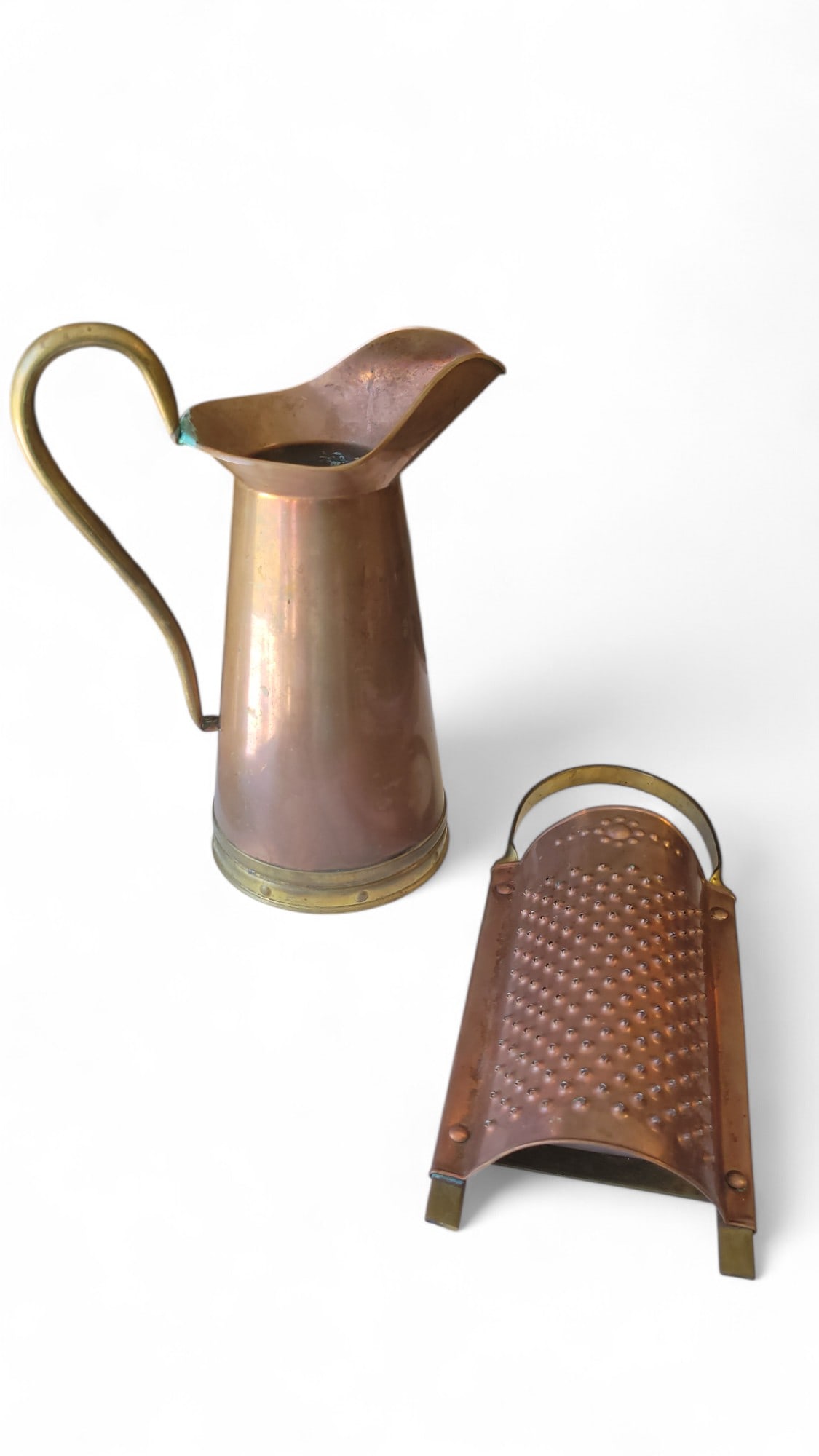 Copper Pitcher & Copper Cheese Grater: Great copper pitcher made in Portugal and classic larger cheese grater.