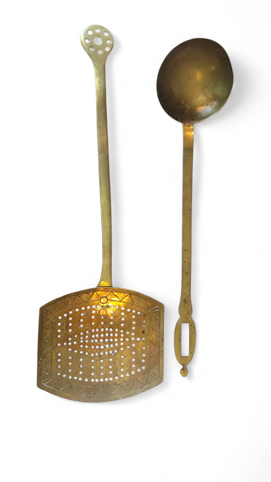 Vintage Heavy Copper Skimmer & Ladle: Vintage Heavy Copper Skimmer & Ladle