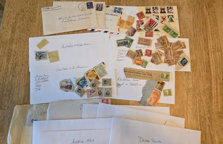 Letter Ephemera~ Stamp Collection 1950's: Large lot of letters with stamps from the 1950's. Letters are love letters from soldier to a special someone. Large lot of collectible stamps.