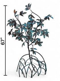 Mid Century Mangrove Copper Lamp Boho Style w/ Praying Mantis