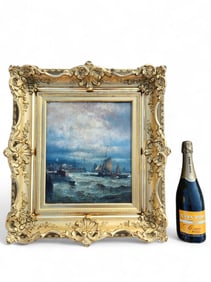 Stormy Marine Painting, Signed T. Hanniel ca. 1880's