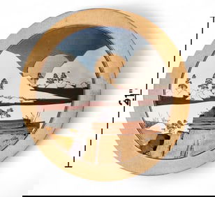 Rick Schlag Studio Pottery Large Plate, Southwestern Landscape Art