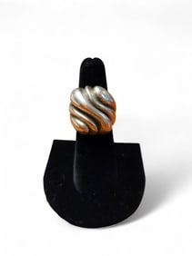 Modernist Ribbed Sterling Silver Ring, Size 6