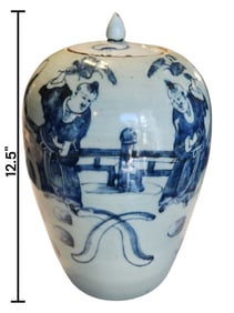 Chinese Blue & White Porcelain Ginger Jar 19th Century