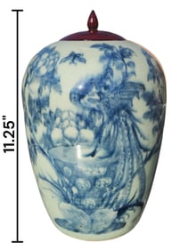 Chinese Blue & White Porcelain Ginger Jar 19th Century