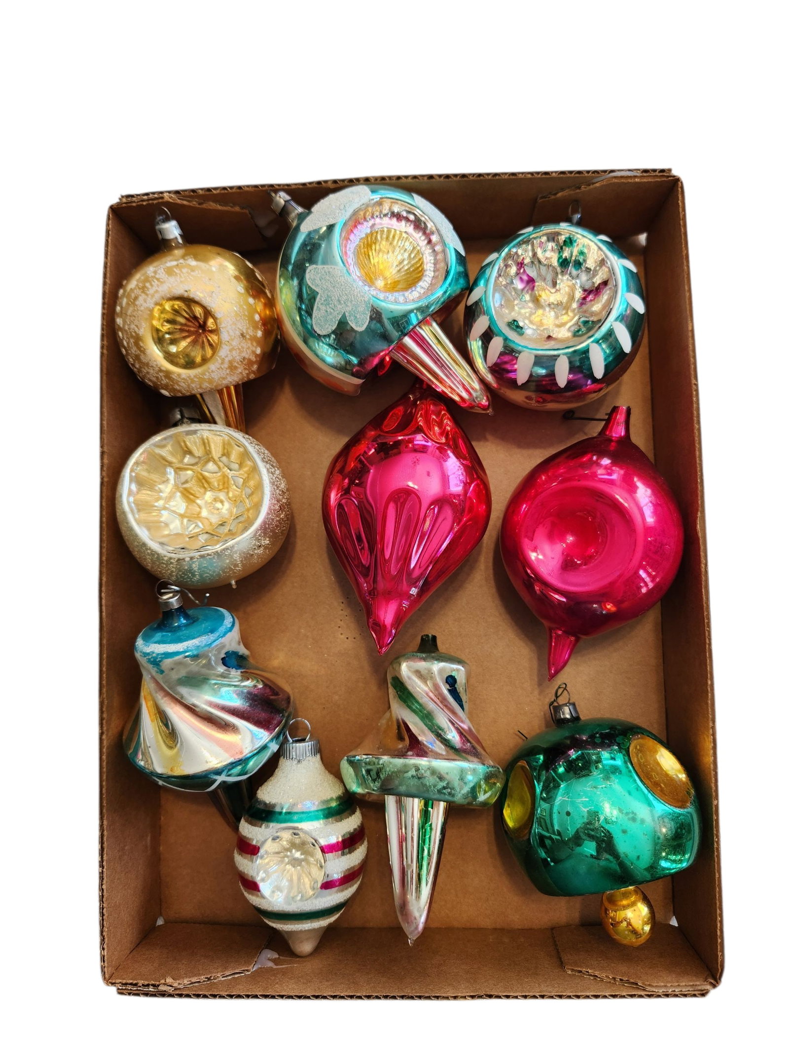 Group of Early 1900's Mercury Glass Ornaments: Group of Early 1900's Mercury Glass Ornaments total of 10