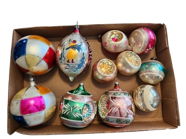 Group of Early 1900's Mercury Glass Ornaments