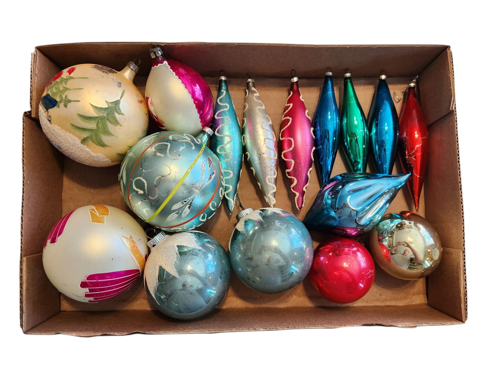 Group of Early 1900's Mercury Glass Ornaments: Group of Early 1900's Mercury Glass Ornaments