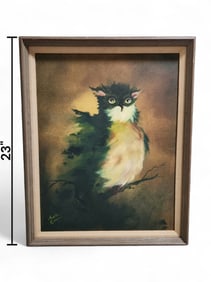 Oil on Canvas Abstract Owl, Signed Annette Coss