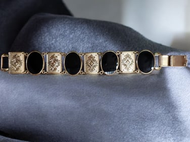 Victorian Gold Filled Onyx Bracelet ~ 21 Grams