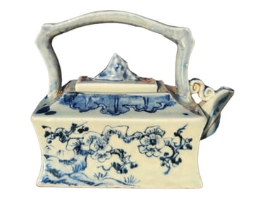 Vintage Chinese Blue & White Porcelain Teapot