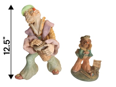 Handmade Ceramic Clown Figurines, made by Guzman