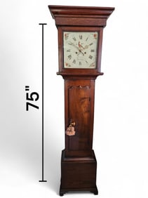 Queen Anne Oak Long Case Clock, Signed MInshull Denbigh