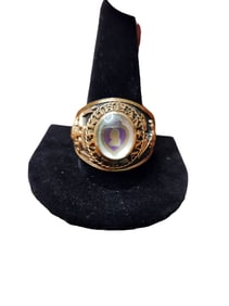 10kt Yellow Gold Purple Heart Gold Ring, Size 14 ~ 26.1 Grams