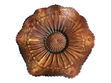 Millersburg Rays & Ribbon Amethyst Carnival Glass Bowl