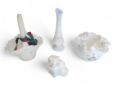 Group of Hand Painted & Hand Signed Fenton Glass Items