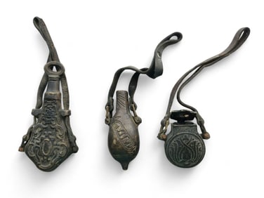 Group of 3 Turkish / Ottoman Empire Gunpowder Flask