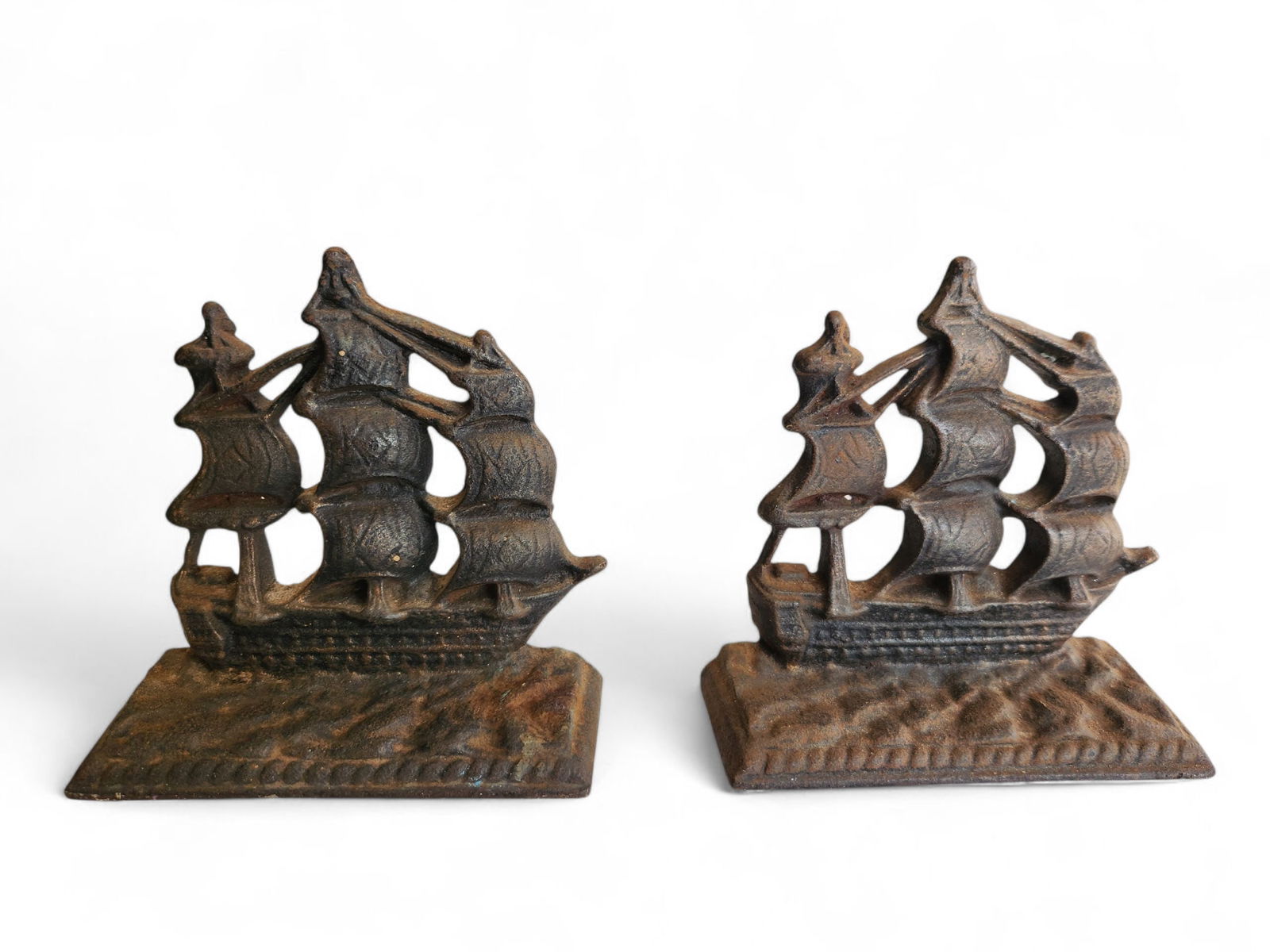 Vintage USS Constitution Iron Bookends Pair: Vintage USS Constitution Iron Bookends Pair Width 5" x Height 5"