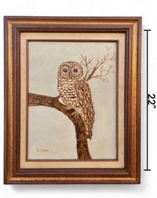 Owl Painting Oil on Canvas, Signed Z. Irwin