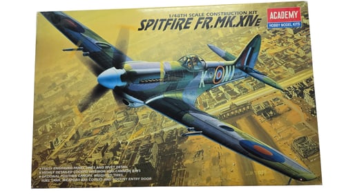 Academy Hobby Model Kit Spitfire FR.MK.XIVe with Cockpit Set 1:48 Scale