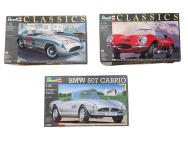 Mercedes 300 SLR, Jaguar XK SS and BMW 507 Cabrio Model Car Kits