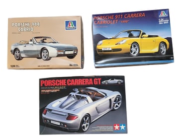 Porsche Carrera GT, Porsche 911 Carrera Cabriolet and Porsche 944 Model Car Kits