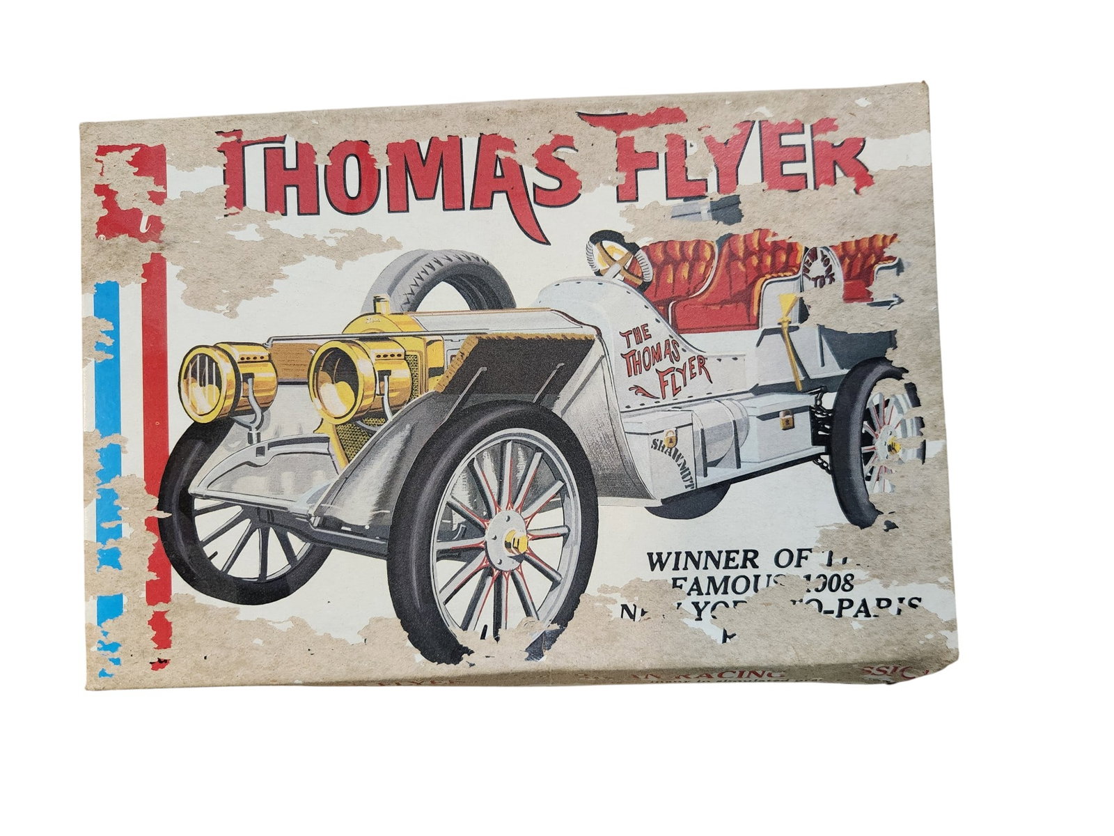 1908 Thomas Flyer Model Kit: 1908 Thomas Flyer Model Kit Box shows wear