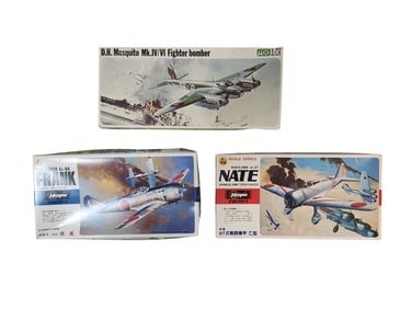 3 Model Airplane Kits D.H. Mosquito Mk IV.VI, Nakajima ki-84 and Nate 97