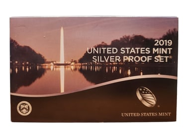 2019 United States Mint Silver Proof Set; 10 pcs, about about 1.4 ounces of pure silver.
