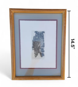 Great Horned Owl Etching, Signed  M. Howe 1/150