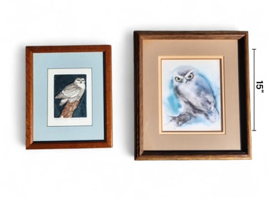Pair of Owl Lithographs both Signed