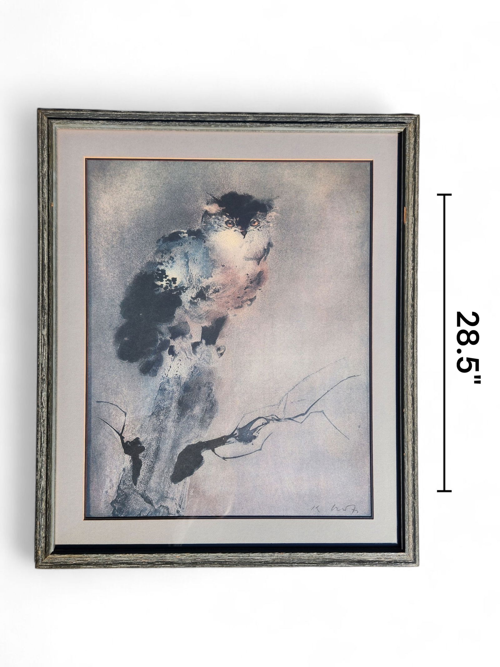 Kaiko MOTI (Indian French, 1921-1989): "Owl": Kaiko MOTI (Indian French, 1921-1989): "Owl". This one is slightly smaller than the last. 28.5" Width 24"