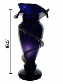 Studio Art Glass Deep Cobalt Blue Vase made In Poland