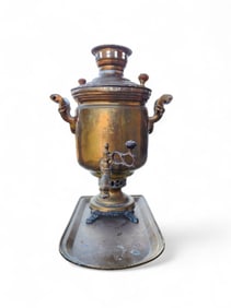 Russian Brass Samovar w/ Tray