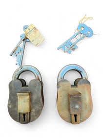 Pair of Antique Brass Locks w/ Keys